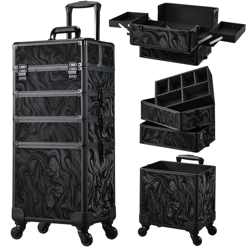 Stagiant Alpine Black Travel Case with generous storage for on-the-go makeup organization