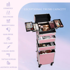 Stagiant rolling makeup train case top compartment for portable essentials.