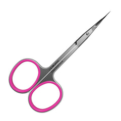 Staleks Pro cuticle scissors close-up of ultra-fine curved blades for precise trimming