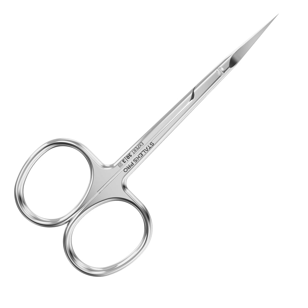 Staleks Pro Expert 50 Tipo 3 tijeras cutícula curvadas, corte preciso para piel suave.