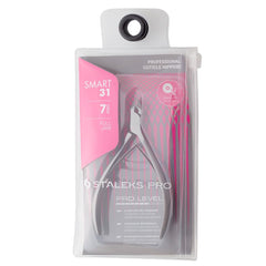 Staleks Pro SMART 31 cuticle nippers closeup showing a 7mm blade for precise trimming