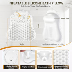 Starotatess bath pillow with adjustable firmness for personalized comfort