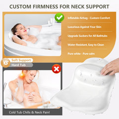 Starotatess pillow with enhanced suction cups for secure tub placement