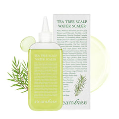 Steambase Tea Tree Scalp Treatment bottle promoting purified, healthy scalp.