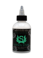 Stencil Stuff 4-ounce usage-application demonstrates skin-safe, vegan-friendly formula.