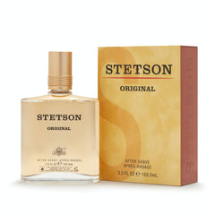 Stetson Original Aftershave splash application demonstrates quick, on-the-go grooming for a lingering scent.