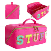 STOMKIRE Preppy Bag, bolso de maquillaje rosado, organiza tus productos con estilo.