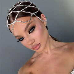 StoneFans crystal rhinestone cap headband silver, elegant sparkle for bridal looks
