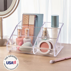 STORi BPA-free clear organizer keeps skincare bottles upright and visible.
