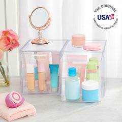 STORi Audrey vanity setup with clear drawers organizing beauty items