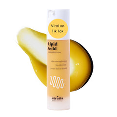 Stratia Lipid Gold jar closeup showing creamy texture for barrier support and hydration.