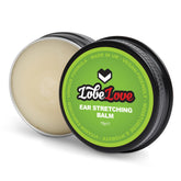 Stretch It Balm 15g jar close-up promoting ear-stretching comfort.