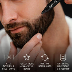 Striking Viking beard pencil filler four-pronged tip close-up creates natural hair strokes.
