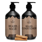 Striking Viking beard wash bottle shows paraben-free formula for all beard types