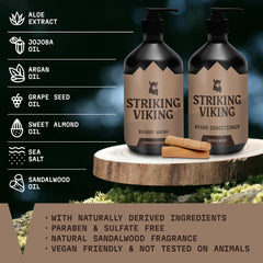 Striking Viking beard wash foam close-up demonstrating rich lather for deep cleaning