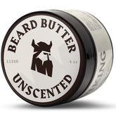 Striking Viking unscented beard butter 4oz packaging demonstrates easy-on-the-go hydration.