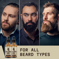 Close-up of Striking Viking Vanilla Beard Oil application for quick absorption.