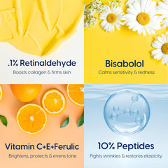 Strive retinal serum peptides closeup featuring 10% Matrixyl 3000 and Argireline
