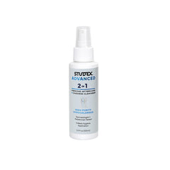 Studex Advanced 2-in-1 aftercare bottle shows compact skin-friendly piercing care.