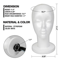 STUDIO LIMITED styrofoam head for wigs, lightweight and durable for styling sessions.