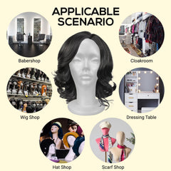 STUDIO LIMITED wig display stand keeps lace wigs neatly shaped for showcases.