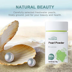 Sturelehub pearl powder texture close-up highlights fine exfoliating particles.