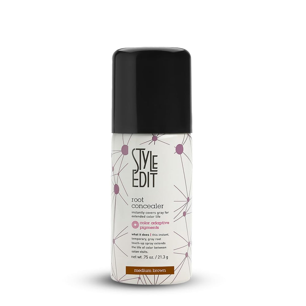 Style Edit Root Touch Up Spray packaging shows portable travel size for on-the-go use