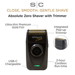 StyleCraft Absolute Zero foil shaver back view showcasing retractable precision trimmer for 2-in-1 grooming