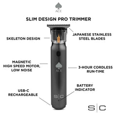 Stylecraft Ace cordless trimmer rotary motor image highlighting 7,500 rpm for smooth cuts.