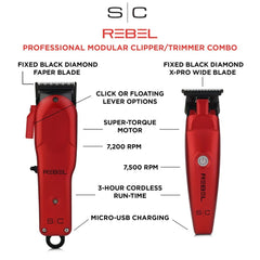 Stylecraft Rebel Black Diamond DLC blade close-up on clipper for precise edging