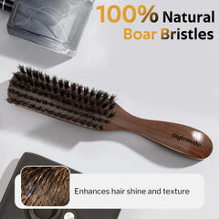 STYLEMATE men's brush smooths and detangles thick or fine hair with stiff bristles.