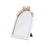 Stylor Vintage Coquette Bow Desk Mirror closeup frame details for ornate elegance.