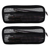 Styquenzer mesh makeup bag closed-front view shows portable organization for travel brushes.