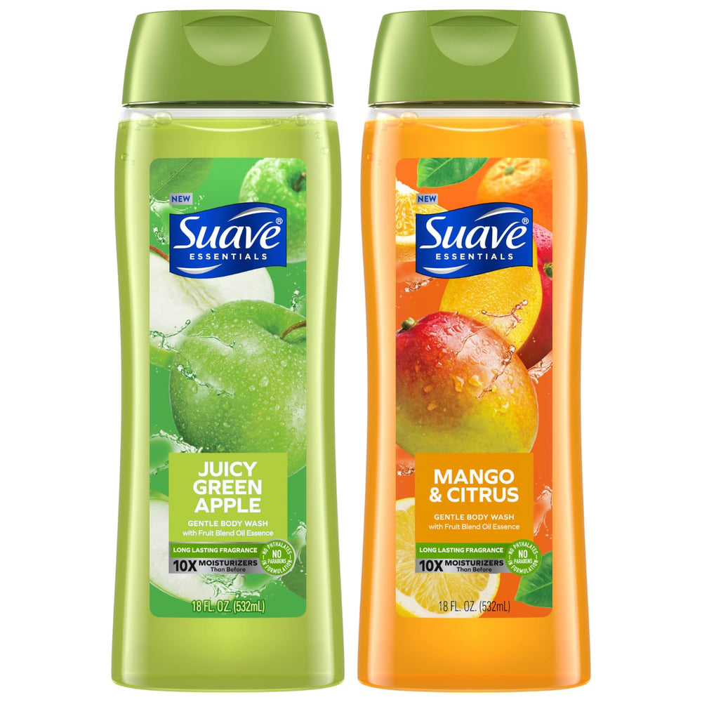 Suave Body Wash Juicy Green Apple bottle for a refreshing morning shower