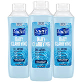 Suave Clarifying Shampoo bottle pours for a refreshing daily cleanse
