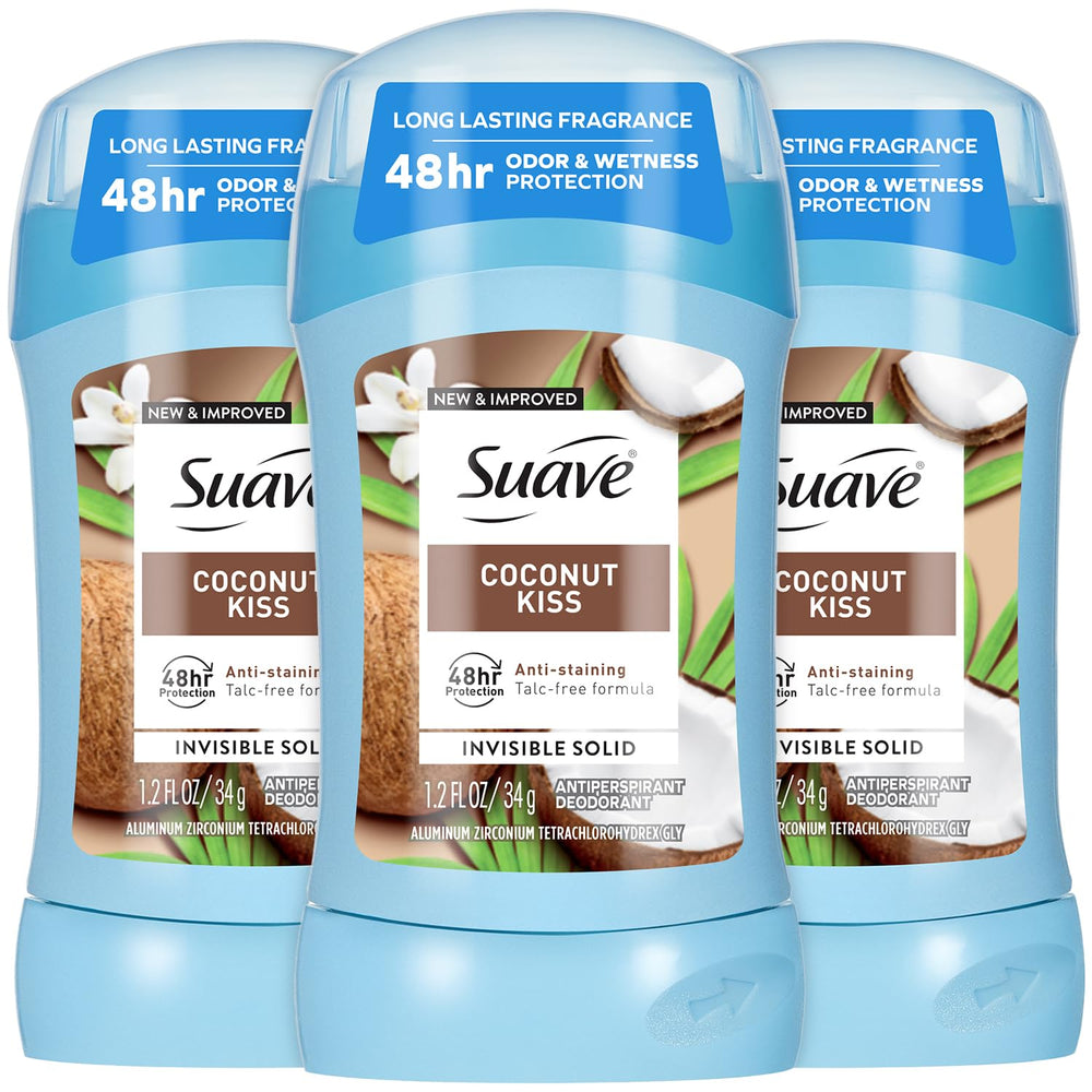 Suave Coconut Kiss deodorant stick in action delivering all-day freshness