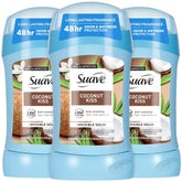 Suave Coconut Kiss deodorant stick in action delivering all-day freshness