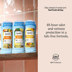 Suave Everlasting Sunshine deodorant stick with vanilla notes for long-lasting scent.
