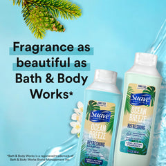 Suave Ocean Breeze conditioner bottle pour nourishes hair for soft, manageable results.
