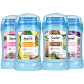 Suave powder deodorant stick in a 4-pack for all-day freshness.