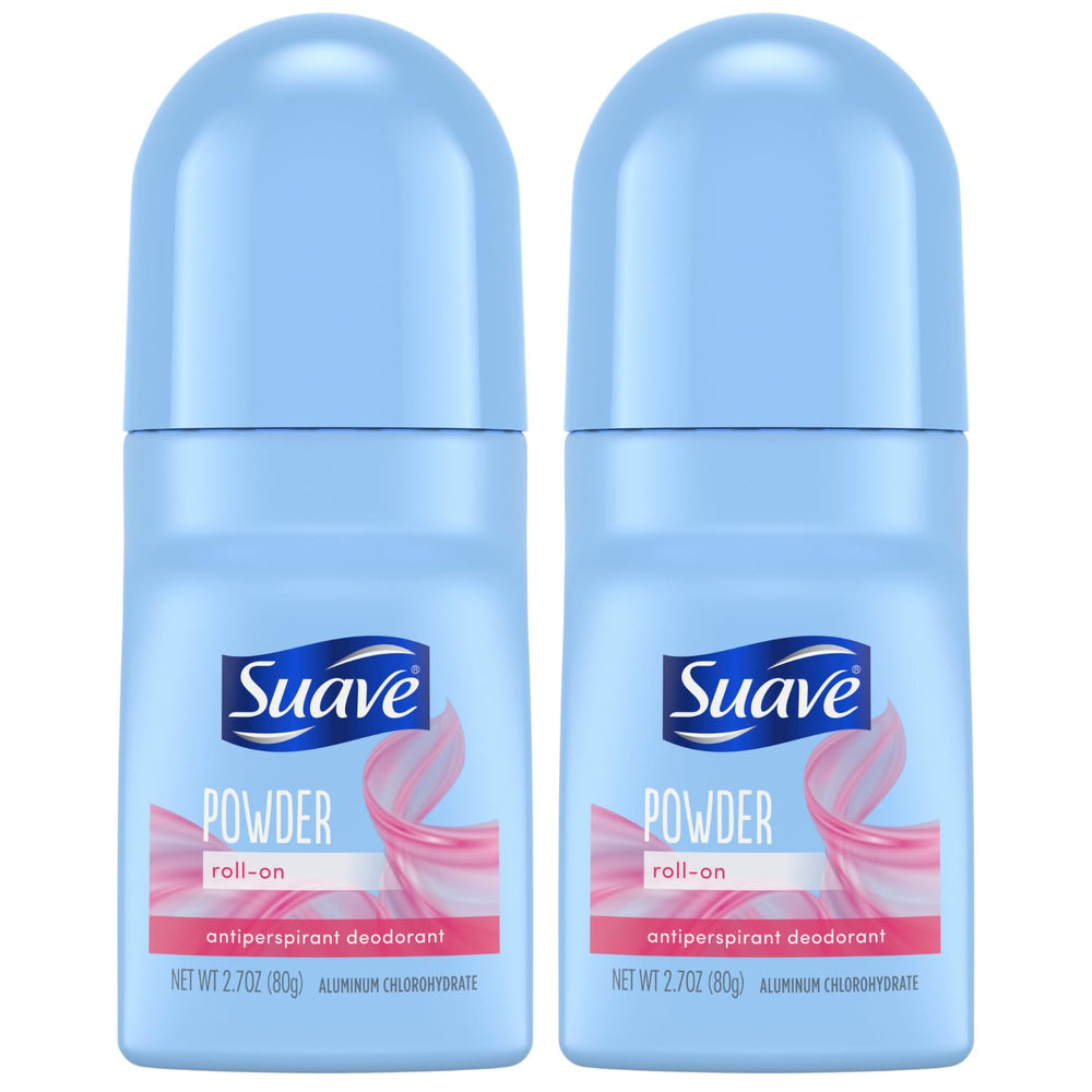 Suave Powder Roll-On Deodorant bottle showing 24-hour protection feature