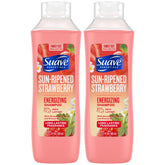 Suave Sun-Ripened Strawberry shampoo bottle for refreshing cleanse.
