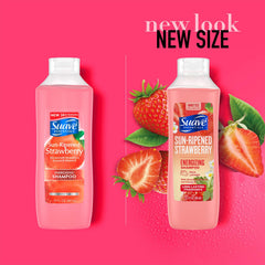 Suave Sun-Ripened Strawberry shampoo pour ready for daily wash.