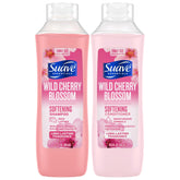 Suave Wild Cherry Blossom shampoo bottle with rich lather for everyday cleansing.