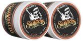 The Suavecito Firme Clay 2-pack front view highlights matte finish and strong hold for versatile styles.