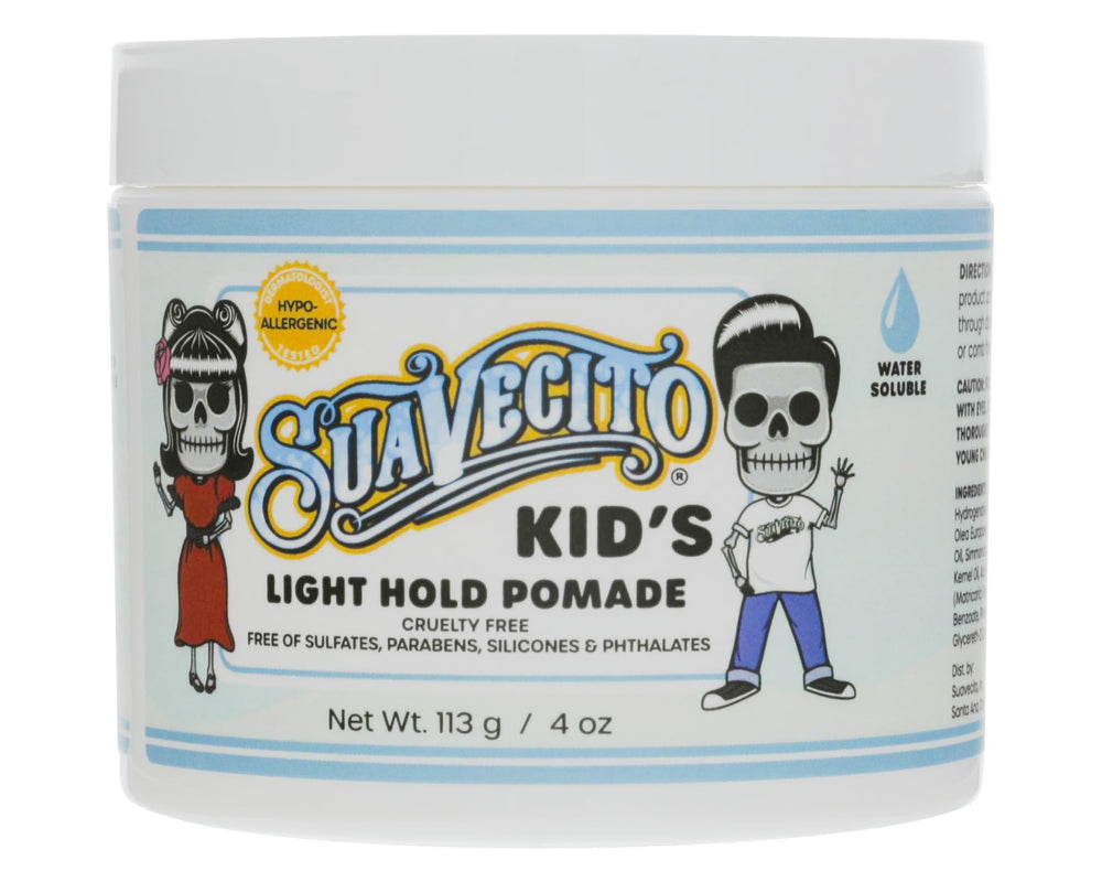 Suavecito Kids Pomade Calming Chamomile Jar with gentle water-based hold for kids.