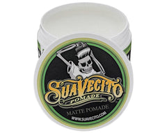 Suavecito Matte Pomade side-part showcases a clean, matte finish for classic looks