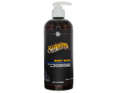 Suavecito men's body wash bottle with exfoliating formula for deep clean