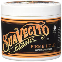 Suavecito Pomade Firme water-soluble washout offers quick removal.