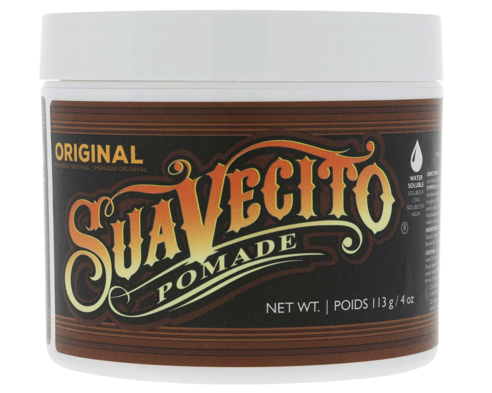 Suavecito Pomade Original Hold jar with creamy texture enabling easy, pliable styling.